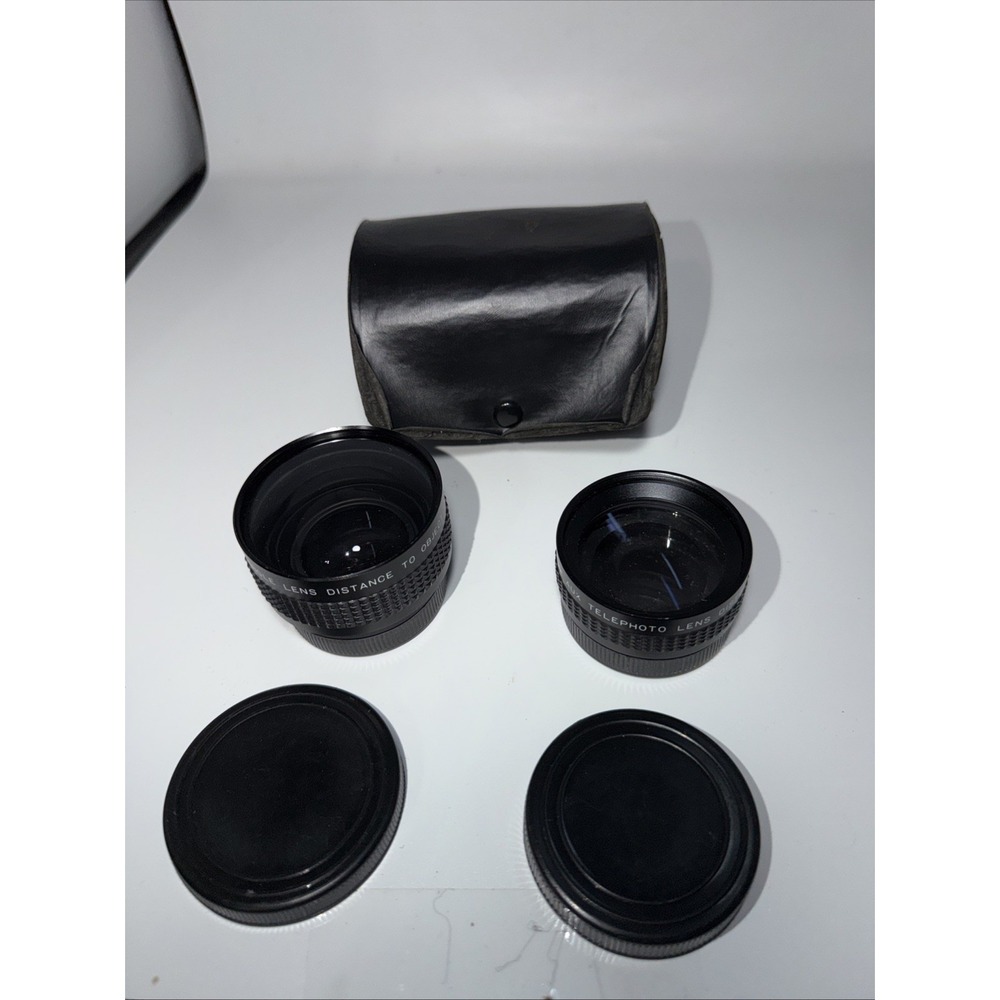 Kalimar AUX Wide Angle & Telephoto Lens Set w Caps Case Japan Camera